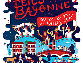 Festivités Bayonnaises Affiche Été à Bayonne 2019 84 x 59 